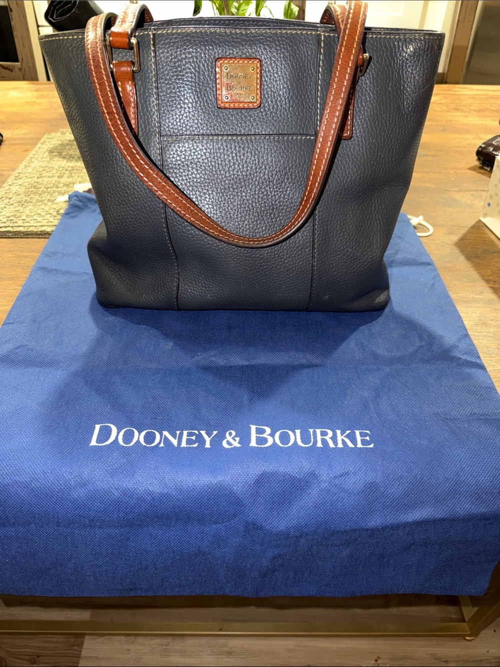 DOONEY and BOURKE Leather Pebbled Tote with Storage Bag